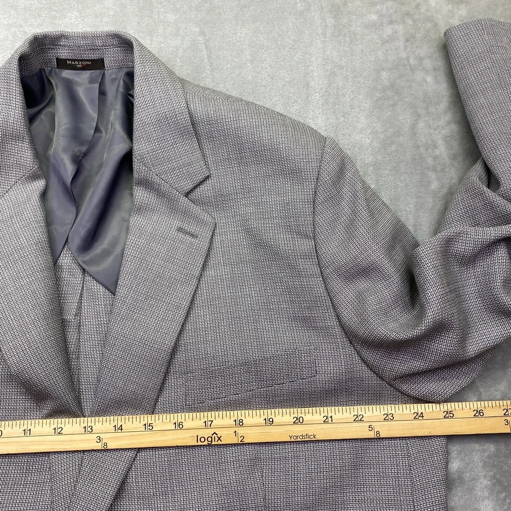 Marzoni Fabric of Excellence Mens‎ Blazer Jacket Grey Plaid 2 Button Italy Sz 46